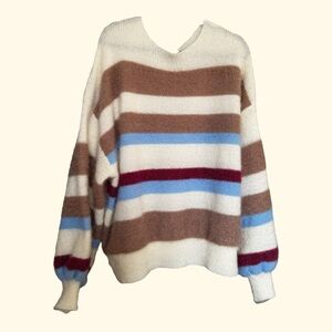 Anthropologie Fluffy Striped Sweater